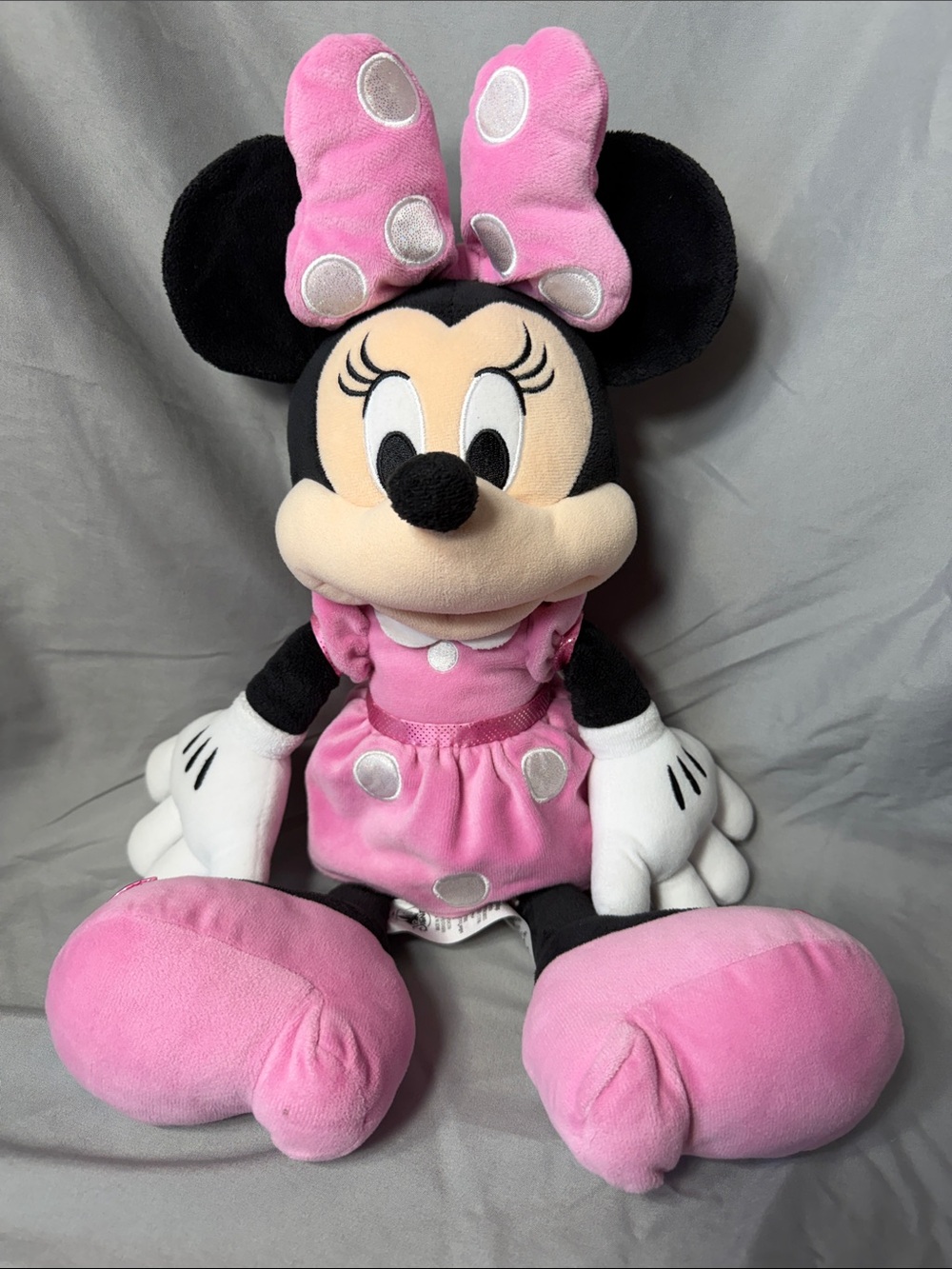Official Disney Store Jumbo Minnie Mouse Plush Large 25" Pink Polka Dot Bow
